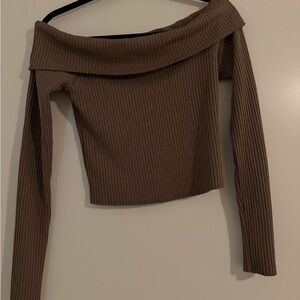 Wild Fable Ribbed Knit Top in Brown